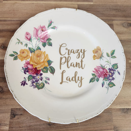 Crazy Plant Lady decor plate & wire hanger