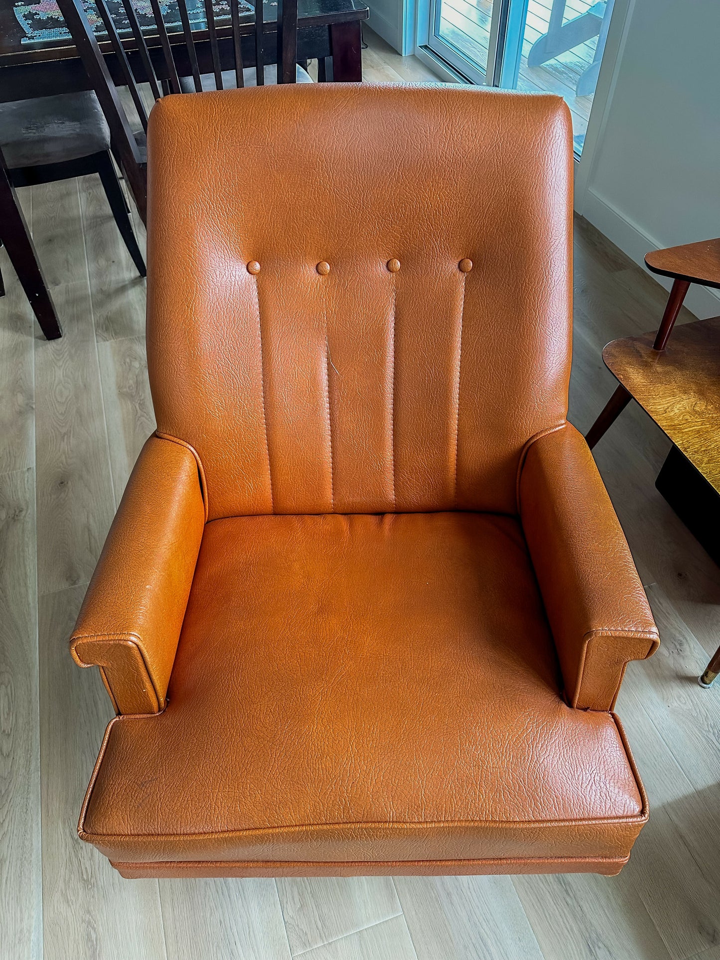 Mid-Century Vegan Leather Swivel Rocker