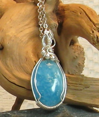 Hemimorphite Argentium Sterling Silver Necklace