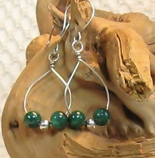 Malachite Argentium Sterling Silver Earrings