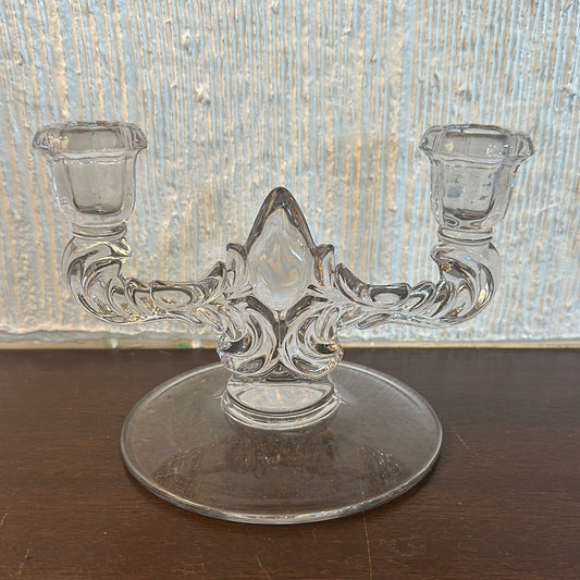 Pressed Glass twist detail Duo Candelabra