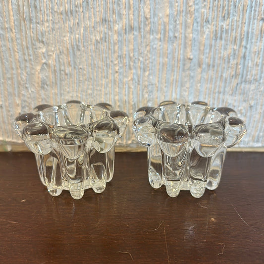 Glass Candlestick Duo