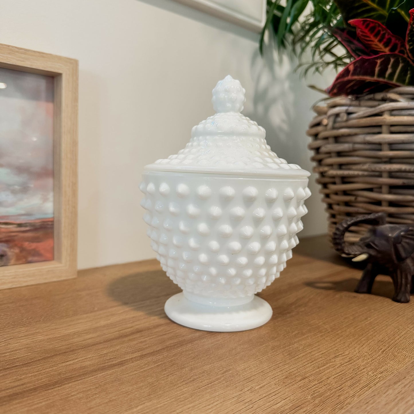 Milk Glass Hobnail Apothecary