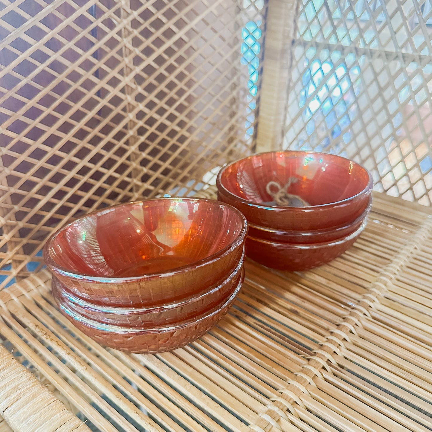 Square Pattern Apricot Carnival Dessert Bowls