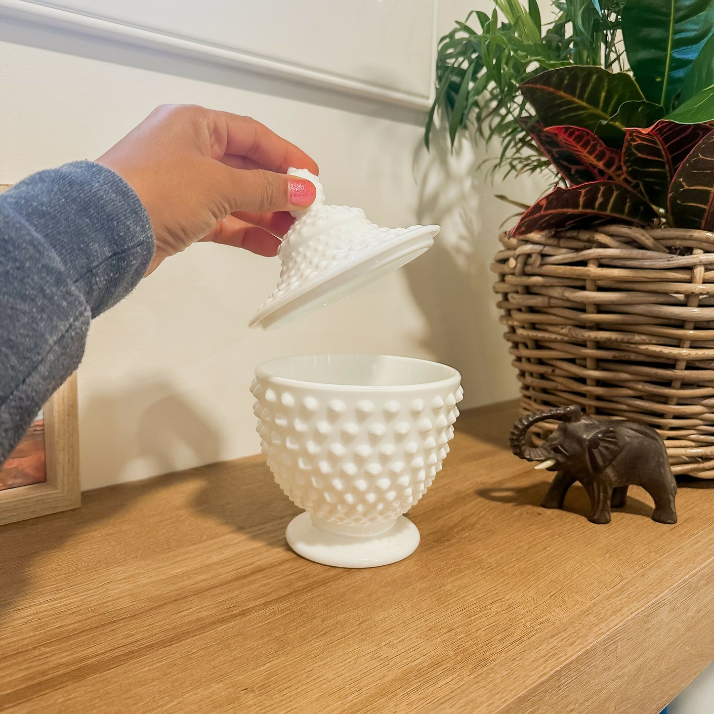 Milk Glass Hobnail Apothecary