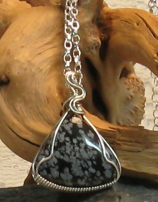 Snowflake Obsidian Argentium Sterling Silver Necklace