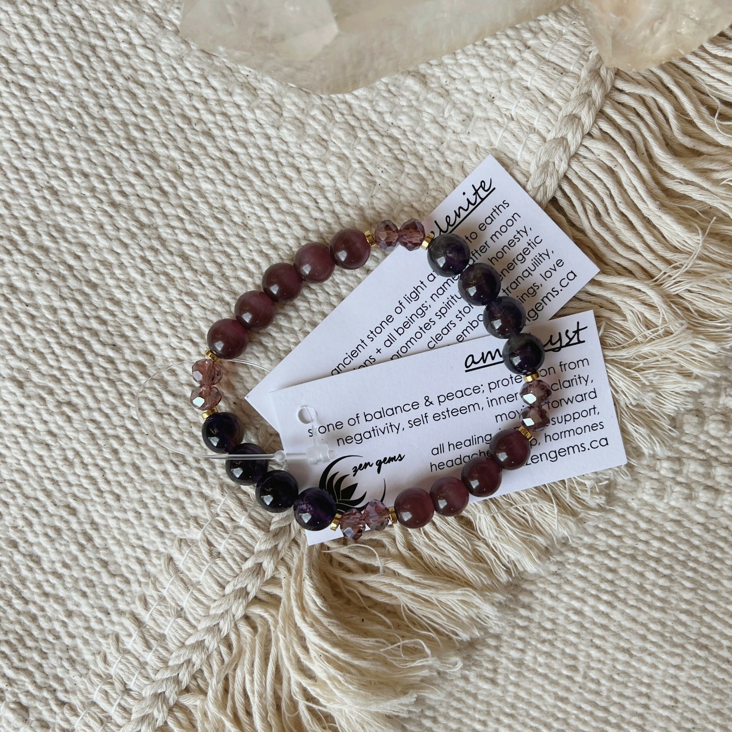 Attunement Gemstone Bracelet || Amethyst Plum Selenite || Purple Crystal