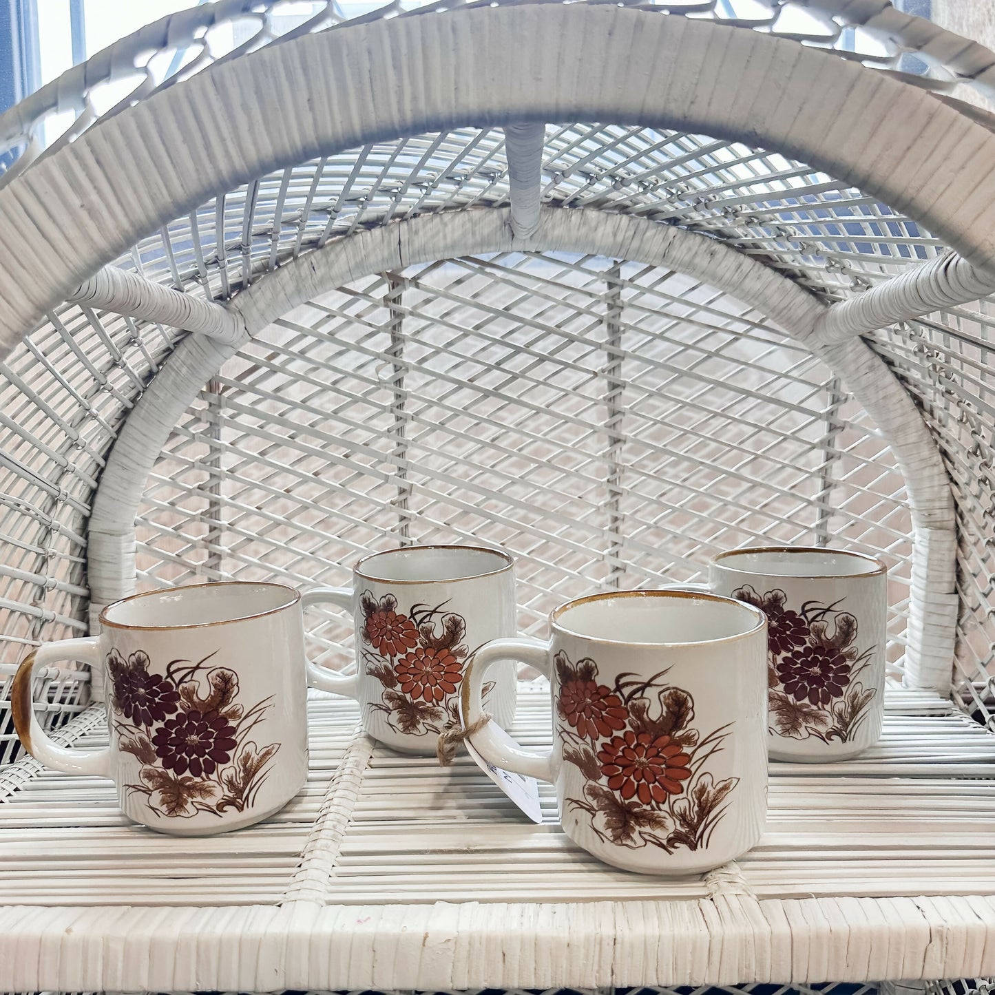 Brown Speckled Floral Mugs