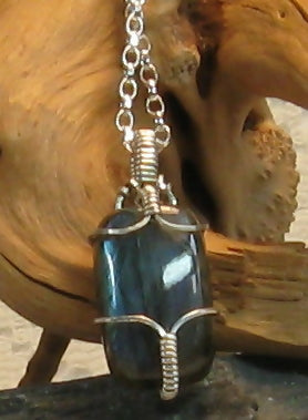 Blue Labradorite Argentium Sterling Silver Necklace