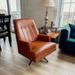 Mid-Century Vegan Leather Swivel Rocker