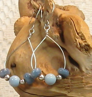 Blue Oregon Opal Argentium Sterling Silver Earrings