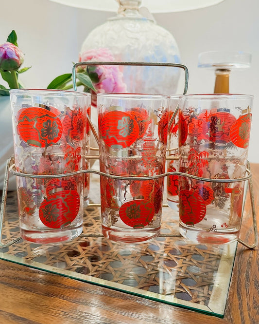 Asian Lanterns Cocktail Glasses Set