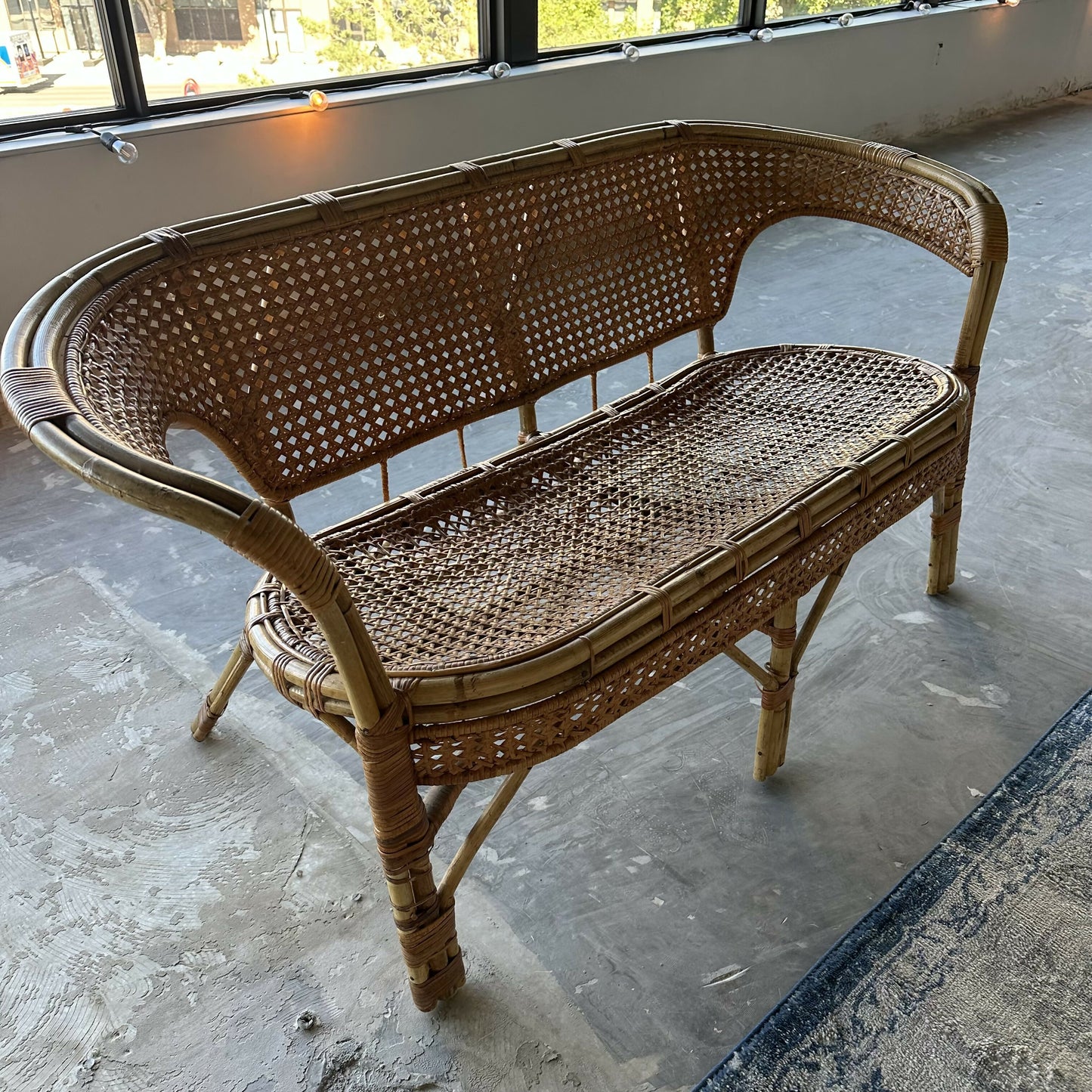 Rattan & Cane Webbing Bench