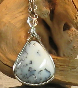 Dendritic Opal Argentium Sterling Silver Necklace