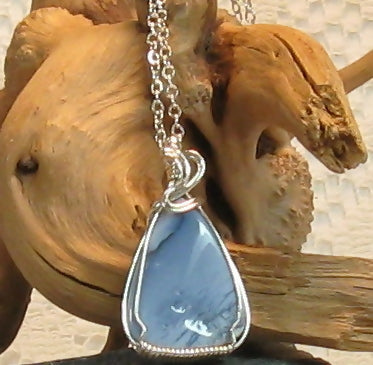 Blue Oregon Opal Argentium Sterling silver Necklace
