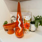 Orange Art Glass Candle Holder