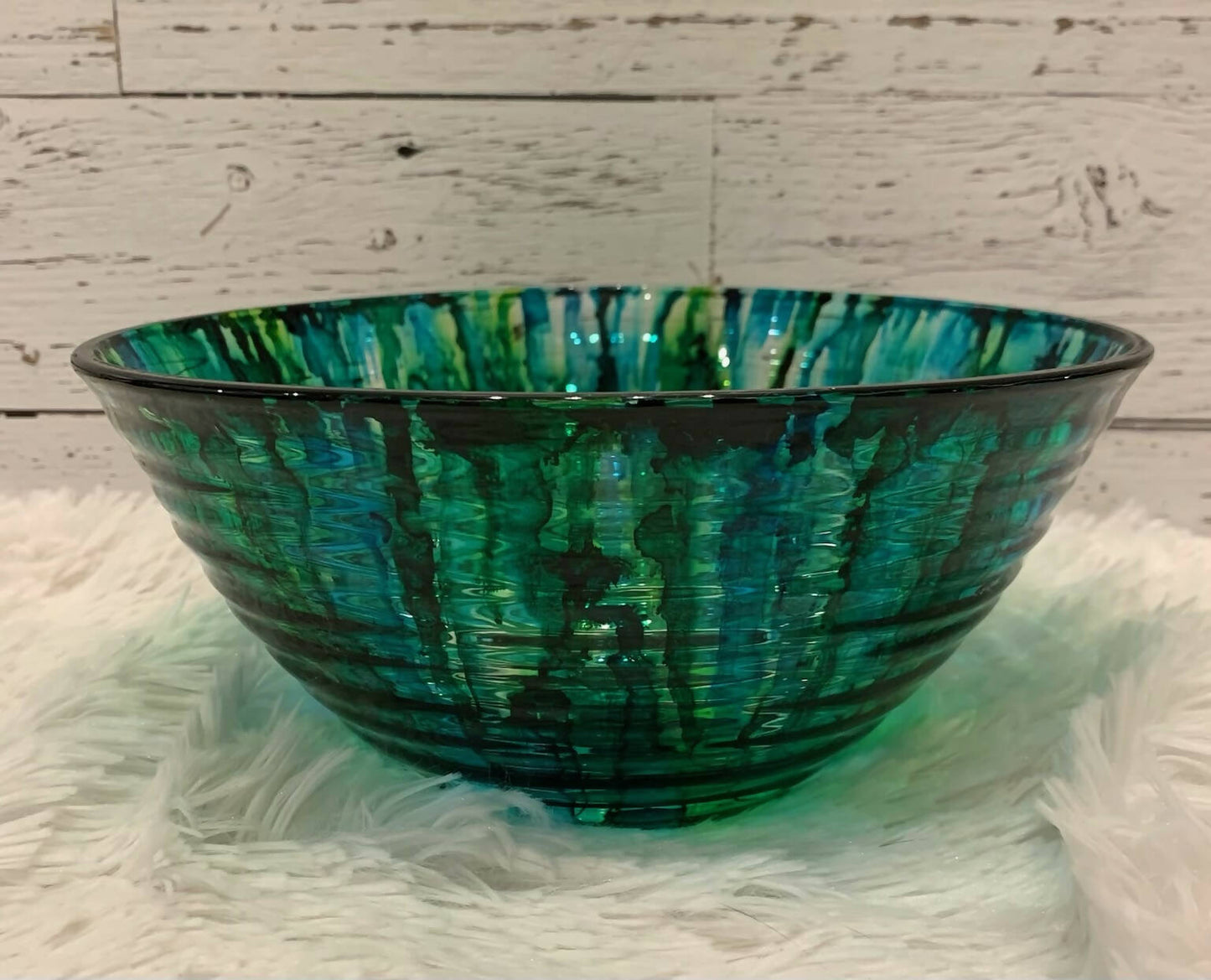 DECORATIVE BOWL, BLUE, GREEN, AQUA