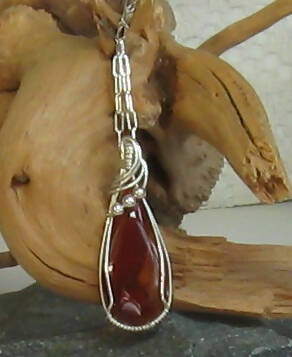 Red Agate Argentium(R) Sterling Silver Necklace