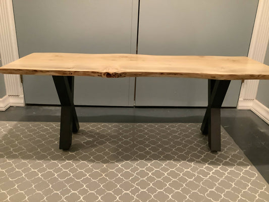 Live Edge Coffee Table with Metal X Legs