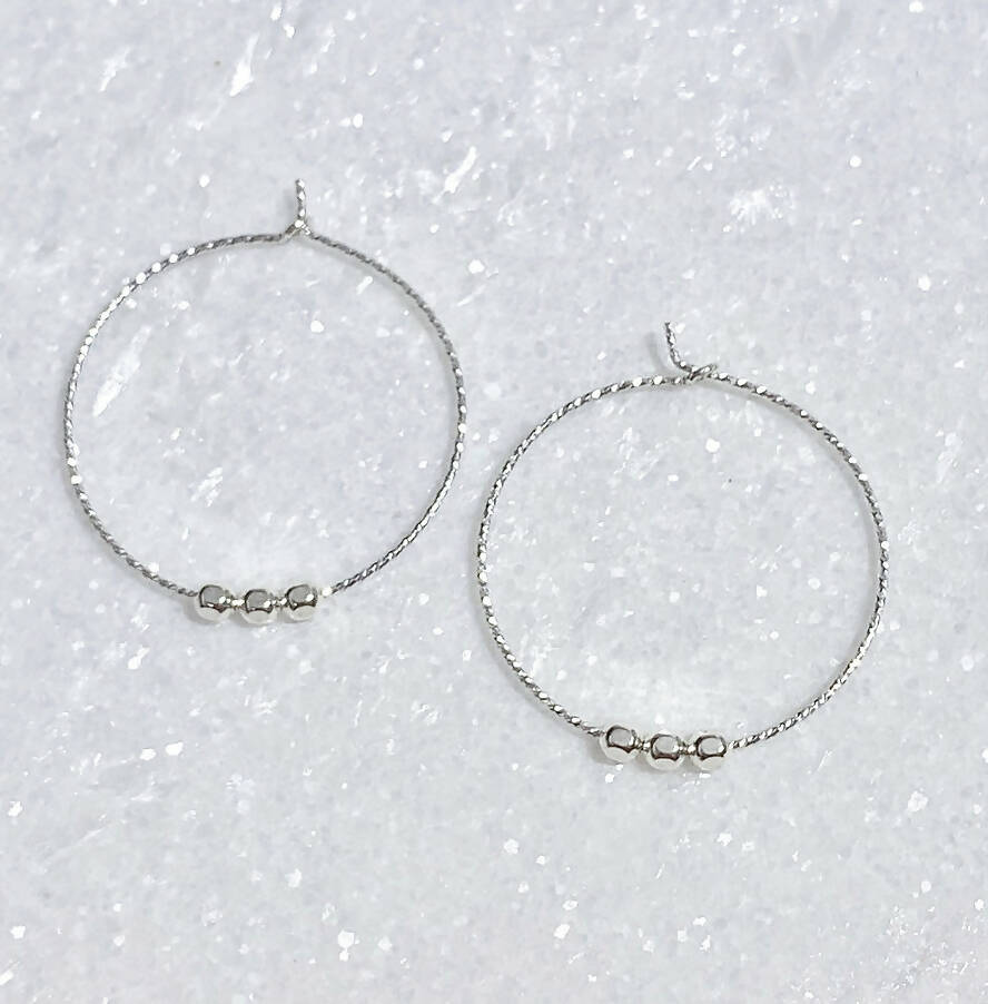 SS Sparkle Hoop Earrings/SS Beads EST-208-SS