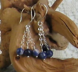 Sodalite Argentium(R) Sterling Silver Earrings