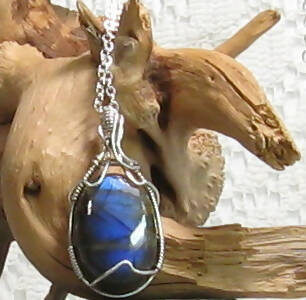 Blue Labradorite Argentium Sterling Silver Necklace