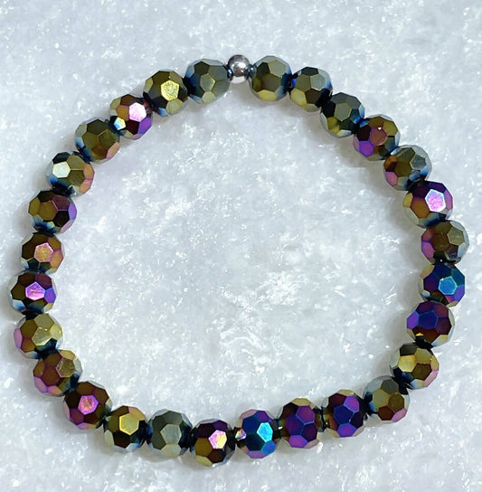 Kids Shimmer Rainbow Purple Stretch Bracelet B396-SS