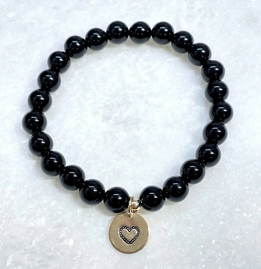 Black Onyx & HS Heart St Bracelet B208-GF