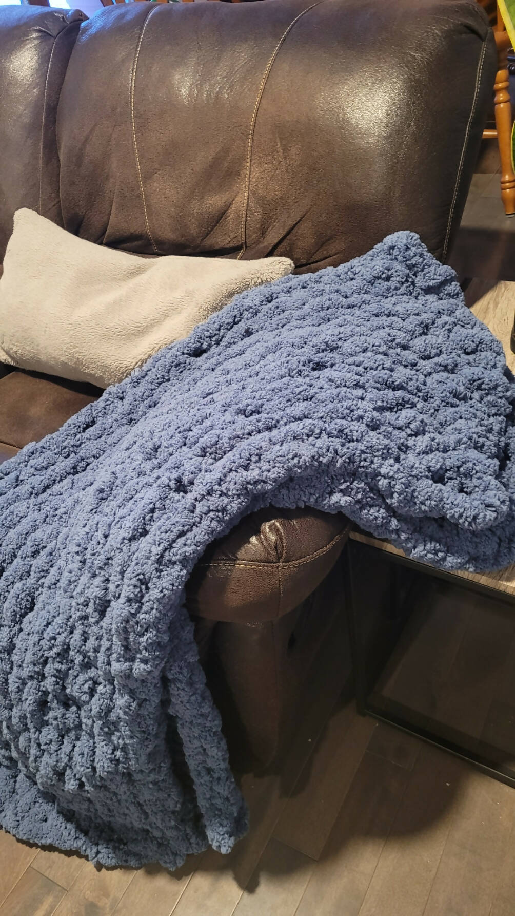 Hand Knit Chunky Chenille Throw