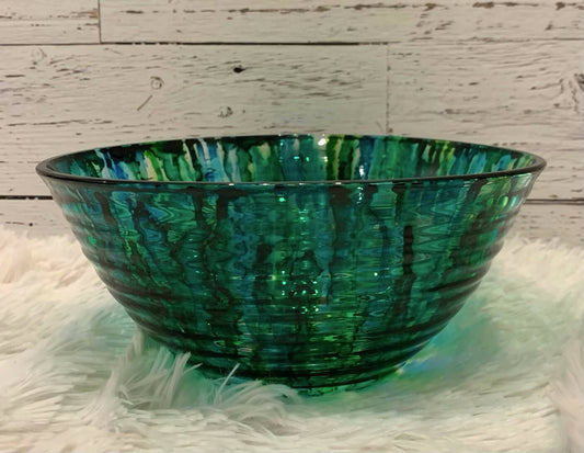 DECORATIVE BOWL, BLUE, GREEN, AQUA