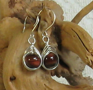 Red Tiger Eye Argentium(R) Sterling Silver Earrings