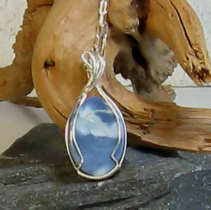 Blue Oregon Opal Argentium(R) Sterling Silver Necklace