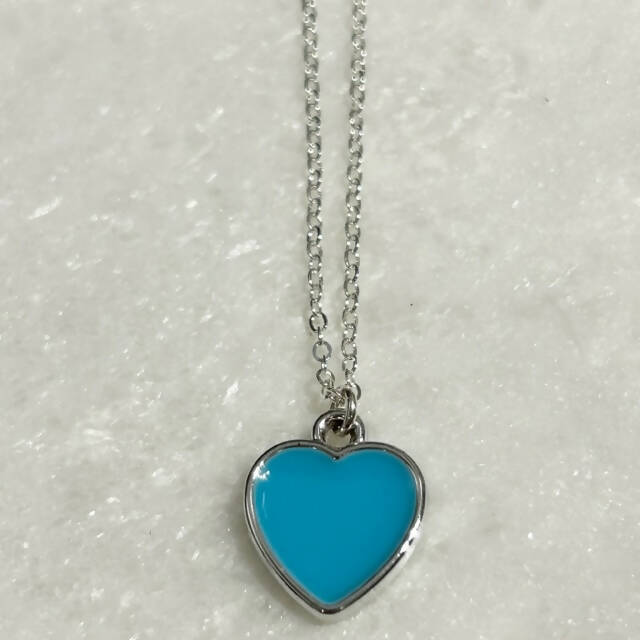 Kids Blue Heart Necklace NS233-SS