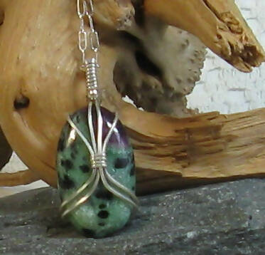 Ruby in Zoisite Argentium(R) Sterling Silver Necklace