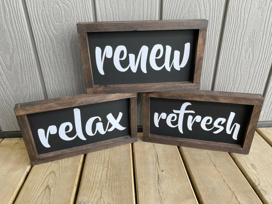 Renew Relax Refresh 3pc Sign