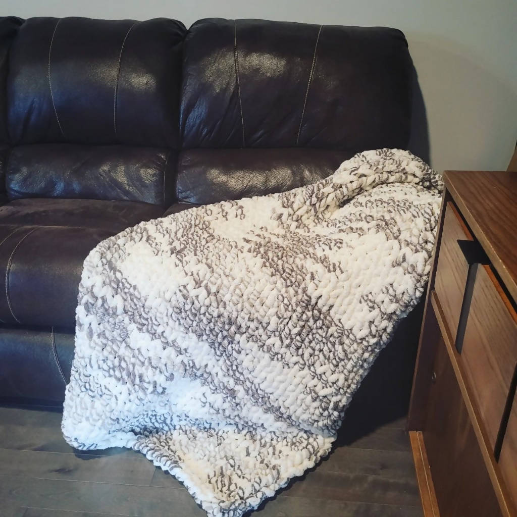 Hand Knit Chunky Chenille Throw