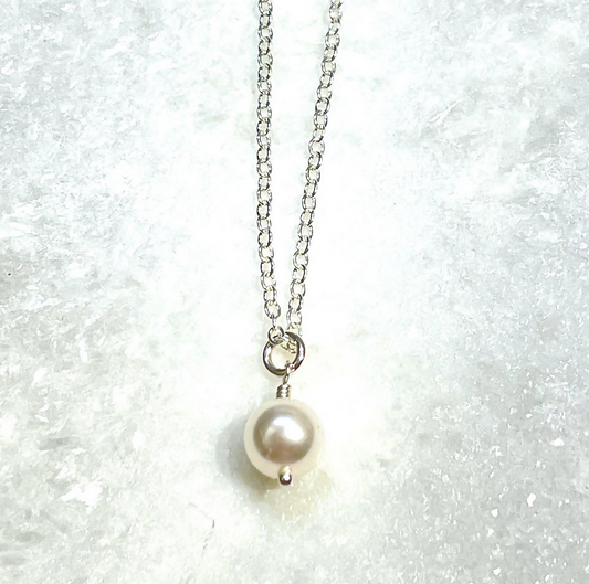 SS White Pearl Necklace NS237-SS