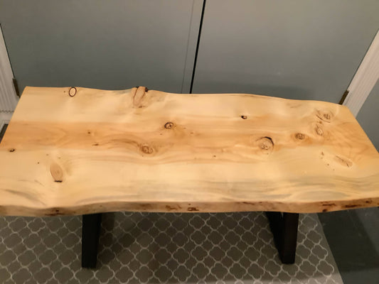 Live edge coffee table with cris cross legs