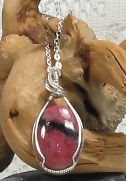 Rhodonite Argentium Sterling Silver Necklace