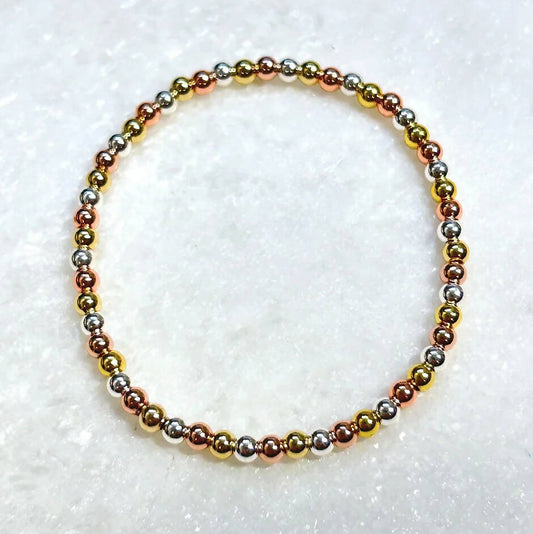 Mixed Metals - 4mm RG SIL & Gold St Bracelet B544-SS