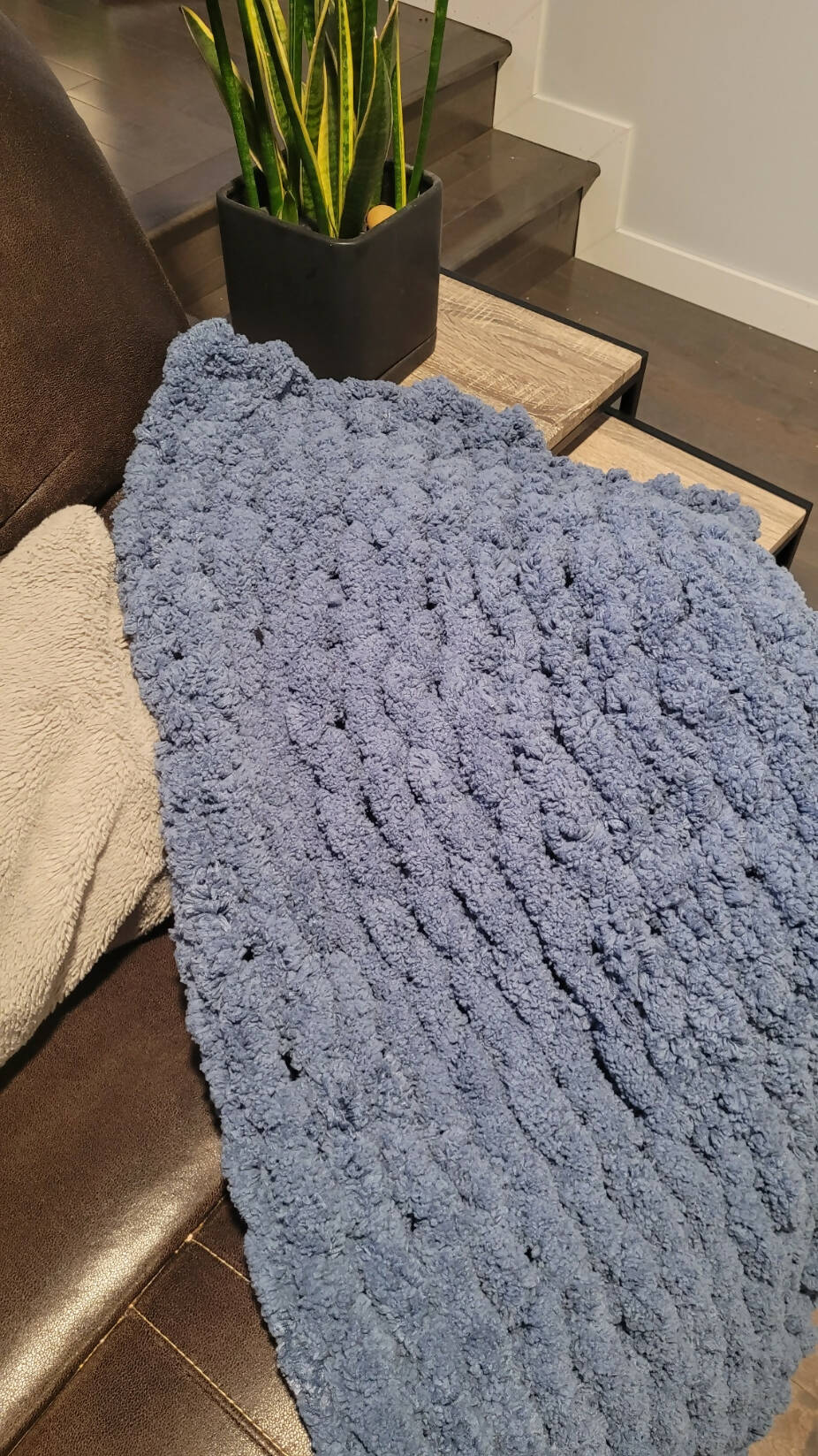 Hand Knit Chunky Chenille Throw