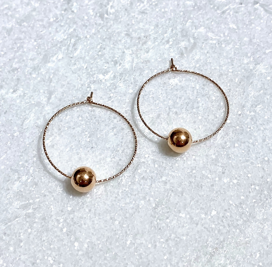 RG Sparkle Hoops/RG Bead Earrings E091-RG