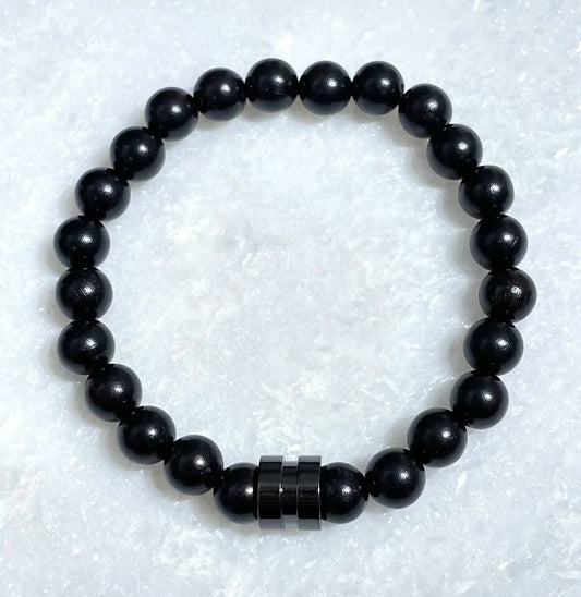 Men's Black Sandlewood & Black Column St Bracelet B419-SS