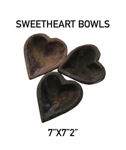 SALE - Sweetheart Wood Dough Bowls