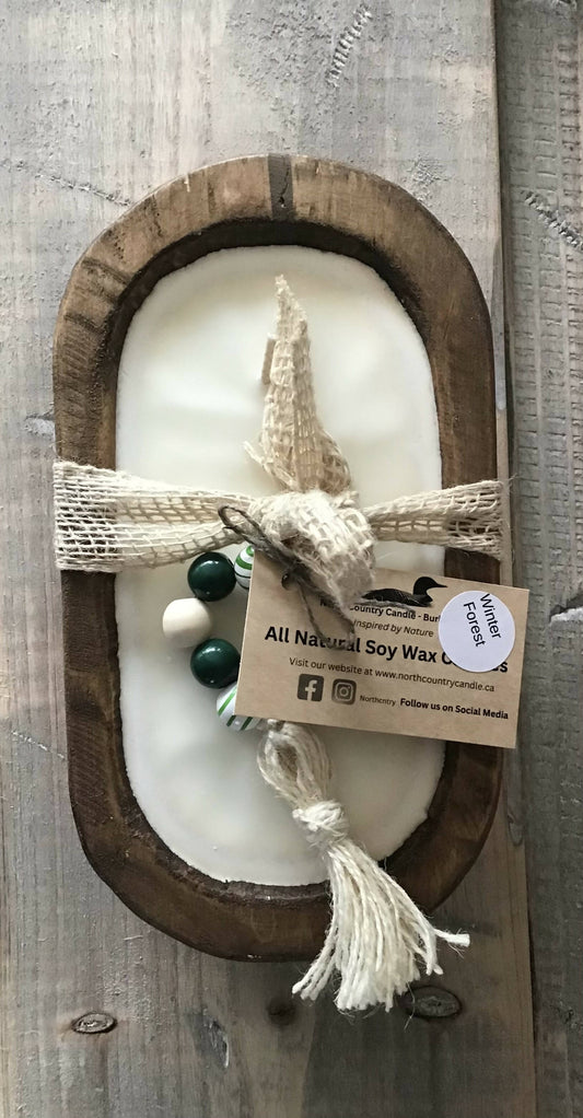 Christmas in July Sale -Soy Wax Candle Dough Bowl -Winter Forest