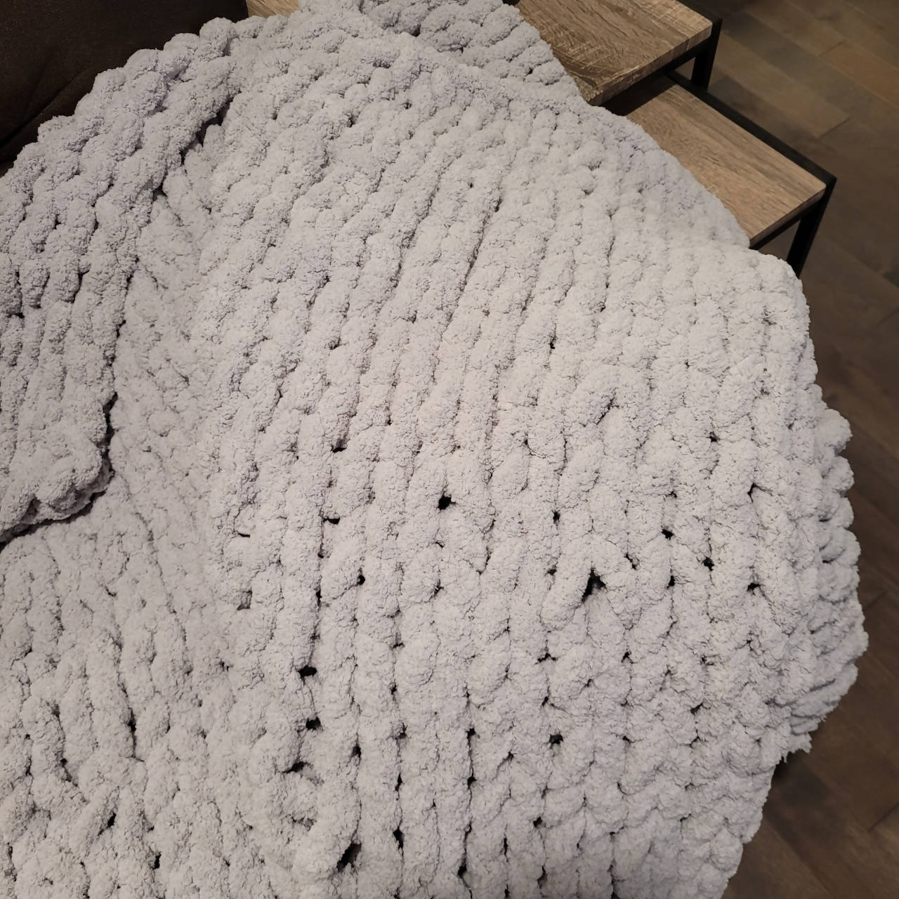 Hand Knit Chunky Chenille Throw