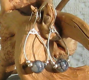 Dragon Vein Agate Argentium(R) Sterling Silver Earrings