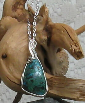 Chrysocolla Argentium Sterling Silver Necklace