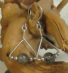 Dragon Vein Agate Argentium(R) Sterling Silver Earrings