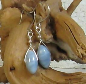 Blue Oregon Opal Argentium(R) Sterling Silver Earrings